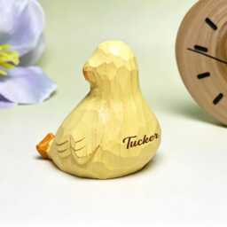 Custom Handmade Wooden Yellow Duck Ornament Decor Gifts, Adorable Sitting Duck, Miniature Animal For Desktop Lovers - thumbnail 3