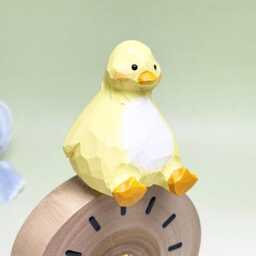 Custom Handmade Wooden Yellow Duck Ornament Decor Gifts, Adorable Sitting Duck, Miniature Animal For Desktop Lovers - thumbnail 2