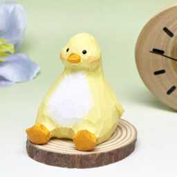Custom Handmade Wooden Yellow Duck Ornament Decor Gifts, Adorable Sitting Duck, Miniature Animal For Desktop Lovers - thumbnail 4