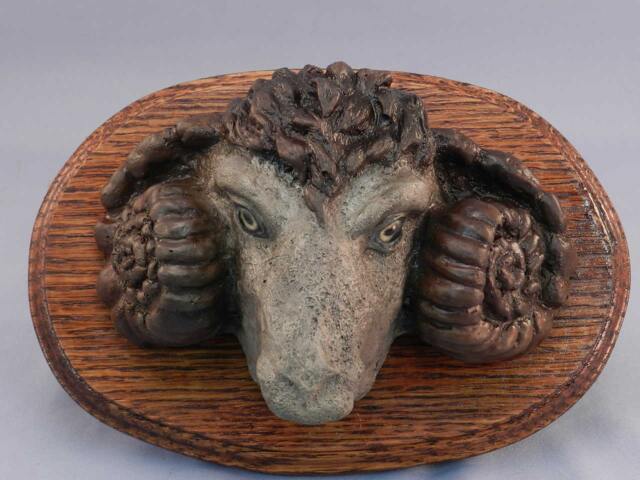 Original Bronze Rams Head Goat Sculpture Figure Wall Hanging Plaque Hot Cast Bronze Metal Casting Lost Wax Method - image 1