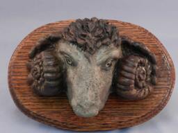 Original Bronze Rams Head Goat Sculpture Figure Wall Hanging Plaque Hot Cast Bronze Metal Casting Lost Wax Method