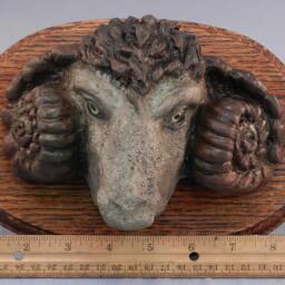 Original Bronze Rams Head Goat Sculpture Figure Wall Hanging Plaque Hot Cast Bronze Metal Casting Lost Wax Method - thumbnail 2