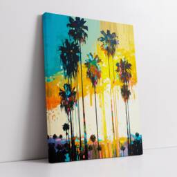 Bright & Colorful Palm Trees Modern Abstract Painting Wall Art, Framed Canvas Poster Print, Home Kitchen Office Room Decor, Gifts - thumbnail 2