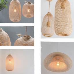 Handwoven Bamboo Rattan Pendant Light, Flexible Wicker Basket Shade, Rustic Farmhouse Lighting, Plug-In, Canopy - thumbnail 2