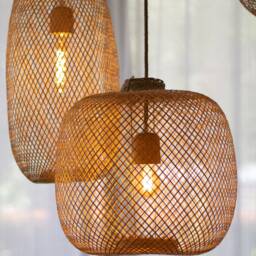 Handwoven Bamboo Rattan Pendant Light, Flexible Wicker Basket Shade, Rustic Farmhouse Lighting, Plug-In, Canopy - thumbnail 3