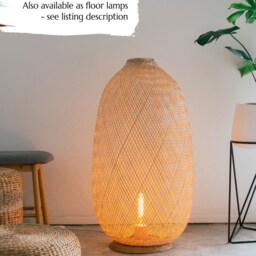 Handwoven Bamboo Rattan Pendant Light, Flexible Wicker Basket Shade, Rustic Farmhouse Lighting, Plug-In, Canopy - thumbnail 4