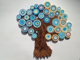 Quilled Paper Tree Wall Art Blue Orange Abstract Home Decor