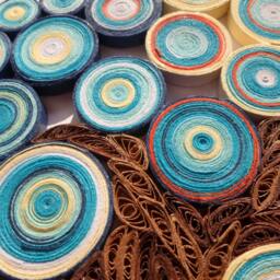 Quilled Paper Tree Wall Art Blue Orange Abstract Home Decor - thumbnail 3