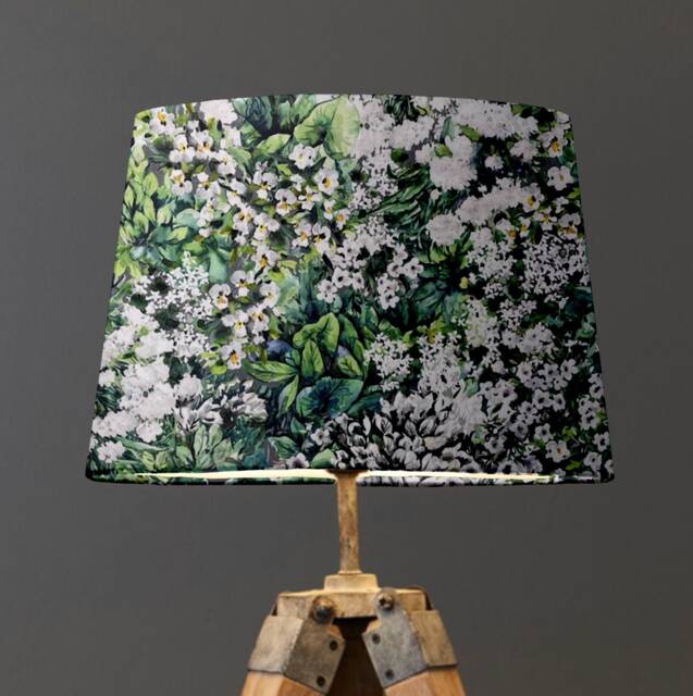 Floral Velvet Empire Lampshade, White Flowers - image 1