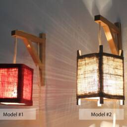Rustic Wall Sconce Wood Lamp Lighting With Rope Light Fixture Handmade Wooden Acacia Burlap Cover Vintage Look - thumbnail 2