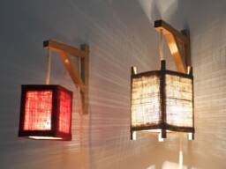 Rustic Wall Sconce Wood Lamp Lighting With Rope Light Fixture Handmade Wooden Acacia Burlap Cover Vintage Look