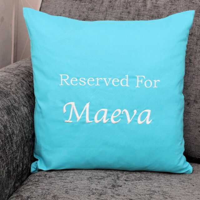 "Personalised Embroidered Cushion - Custom ""Reserved For" - image 1
