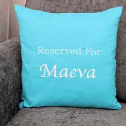 "Personalised Embroidered Cushion - Custom ""Reserved For"