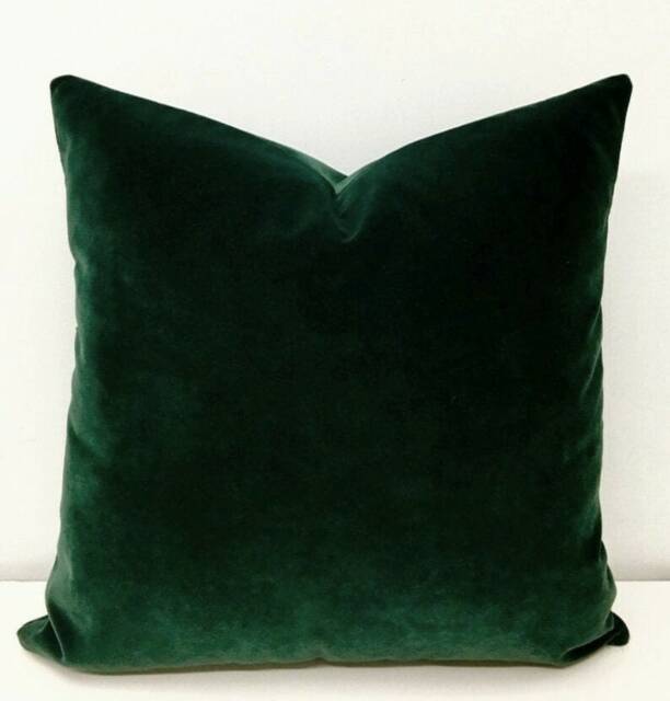 Dark Green Velvet Pillow Cover Soft Euro Sham, 18X18 Xmas Decorative Throw Cushion Case - image 1