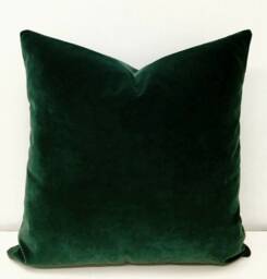 Dark Green Velvet Pillow Cover Soft Euro Sham, 18X18 Xmas Decorative Throw Cushion Case - thumbnail 1