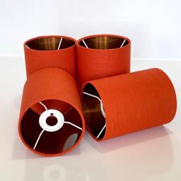 New Luxurious Classic Linen Fabric Lamp Shade Pendant Light in Deep Orange Colour With Metallic Linings - thumbnail 2