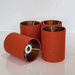 New Luxurious Classic Linen Fabric Lamp Shade Pendant Light in Deep Orange Colour With Metallic Linings - thumbnail 3