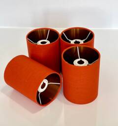 New Luxurious Classic Linen Fabric Lamp Shade Pendant Light in Deep Orange Colour With Metallic Linings