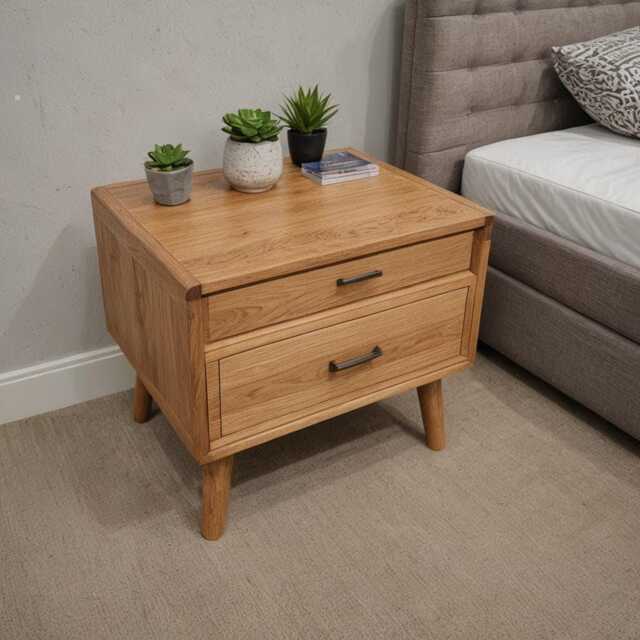 Solid Wood Bedside Table in Oak & Walnut, Modern With Wooden Or Metal Legs, Individually Customizable, Made-To-Measure Nightstand - image 1