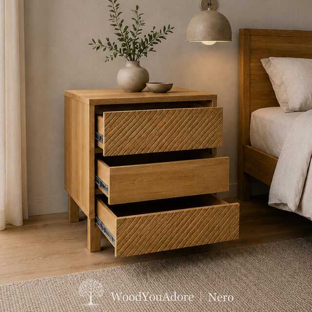 "Solid Wood Bedside Table ""Nero" - image 1