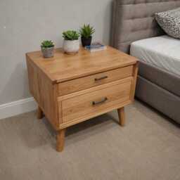 Solid Wood Bedside Table in Oak & Walnut, Modern With Wooden Or Metal Legs, Individually Customizable, Made-To-Measure Nightstand