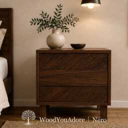 "Solid Wood Bedside Table ""Nero" - thumbnail 4