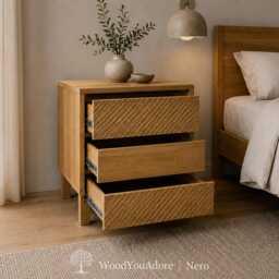 "Solid Wood Bedside Table ""Nero" - thumbnail 1