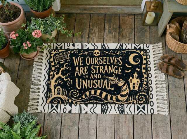 Beetlejuice Inspired Doormat - Strange Unusual Gothic Halloween Coir Rug Spooky Home Decor - image 1