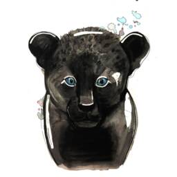 Baby Black Leopard Face Print - Soft, Nature-Inspired Wall Art For Kids' Room Cute Animal Illustration Calming & Cozy Decor - thumbnail 2