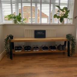 A Frame Bench With Shelf L Shoe Rack Chunky Timber 13 Oil Colours - thumbnail 2