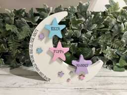 Personalised Wooden Moon & Star Nursery Decoration - Love You To The & Back - thumbnail 1