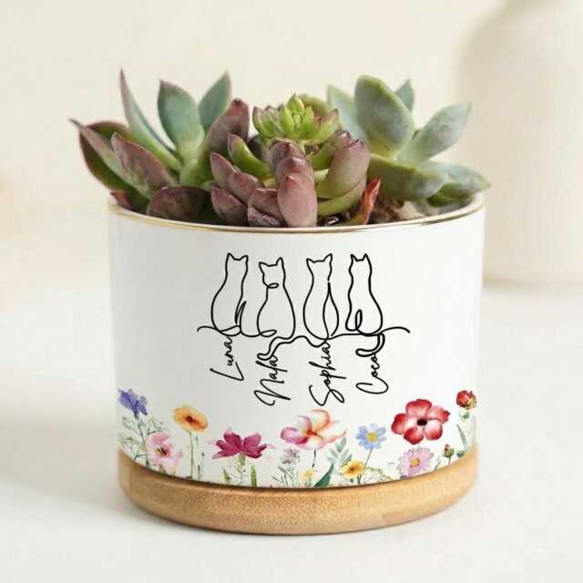 Personalized Pet Plant Pot, Memorial Gift, Cat Name Planter, Mom Dog Gift - image 1