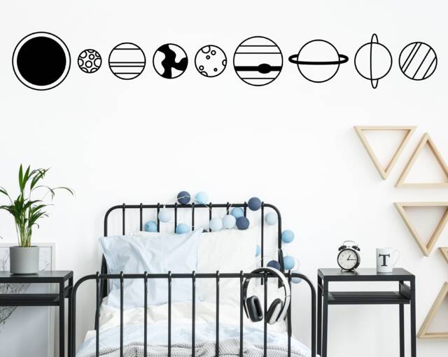 Planet Wall Decals - Outer Space Decals, Kids Room Decor, Nursery Art, Bedroom Sun Decal, Earth Decal - image 1