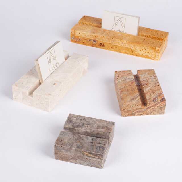 Travertine Card Holder With 10mm Wide Slot, Business Holder, Rustic & Sign Multiple Name Tag - image 1