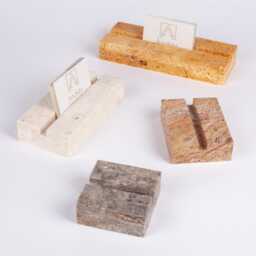 Travertine Card Holder With 10mm Wide Slot, Business Holder, Rustic & Sign Multiple Name Tag - thumbnail 1