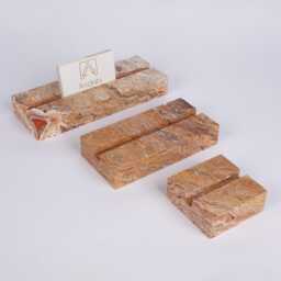 Travertine Card Holder With 10mm Wide Slot, Business Holder, Rustic & Sign Multiple Name Tag - thumbnail 4