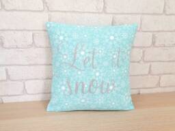 Snowflake Throw Pillow~Let It Snow Christmas Cushion~Turquoise Pillow~Winter Decor~Seasonal Decor~Livingroom Decoration~Snowflake White - thumbnail 1