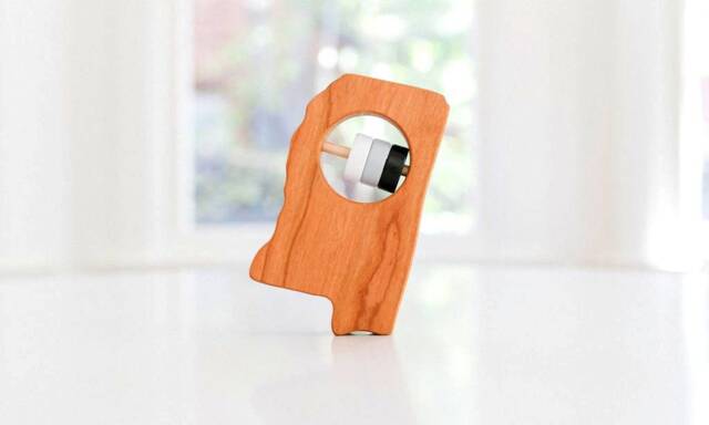 Personalized Mississippi State Baby Rattle Modern Wooden Toy - image 1