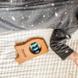 Personalized Mississippi State Baby Rattle Modern Wooden Toy - thumbnail 3