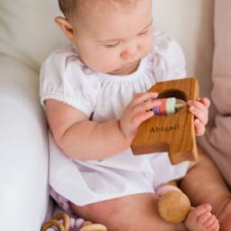 Personalized Mississippi State Baby Rattle Modern Wooden Toy - thumbnail 2