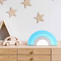 Wooden Rainbow Stacker Blue New Baby Gift - thumbnail 1