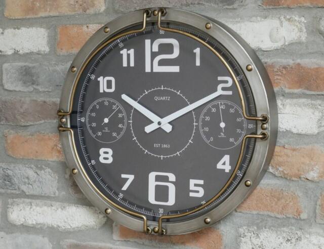 Large Silver & Gold Industrial Themed Clock - image 1