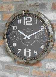 Large Silver & Gold Industrial Themed Clock - thumbnail 2