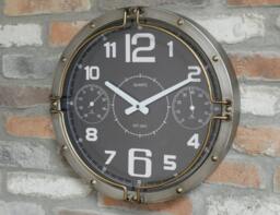 Large Silver & Gold Industrial Themed Clock - thumbnail 1