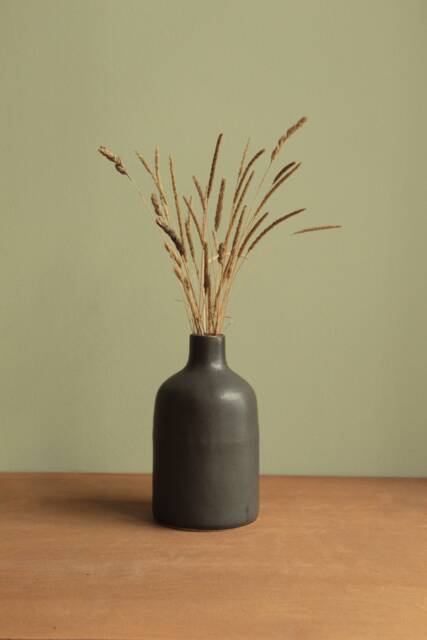 Handmade Ceramic Bottle Or Vase, Black Vase, Liquor Bottle, Flower Decorative Piece, Stoneware Ceramic Total Black - image 1