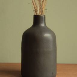 Handmade Ceramic Bottle Or Vase, Black Vase, Liquor Bottle, Flower Decorative Piece, Stoneware Ceramic Total Black - thumbnail 2