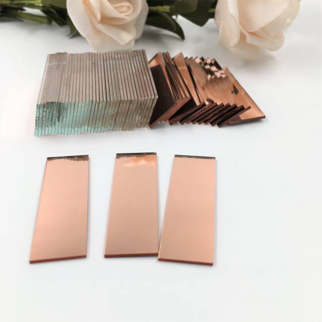 Rectangular 3/8'' X 2'' Rose Gold Small Glass Mirrors, Craft Mirror Bulk 100 Pieces Colored Mosaic Tiles - image 1