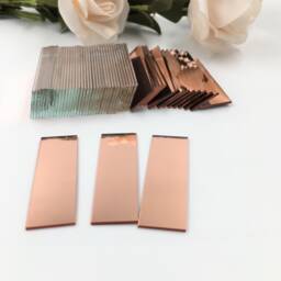Rectangular 3/8'' X 2'' Rose Gold Small Glass Mirrors, Craft Mirror Bulk 100 Pieces Colored Mosaic Tiles - thumbnail 1