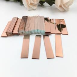 Rectangular 3/8'' X 2'' Rose Gold Small Glass Mirrors, Craft Mirror Bulk 100 Pieces Colored Mosaic Tiles - thumbnail 3
