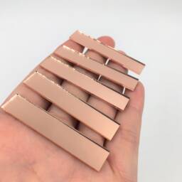 Rectangular 3/8'' X 2'' Rose Gold Small Glass Mirrors, Craft Mirror Bulk 100 Pieces Colored Mosaic Tiles - thumbnail 4